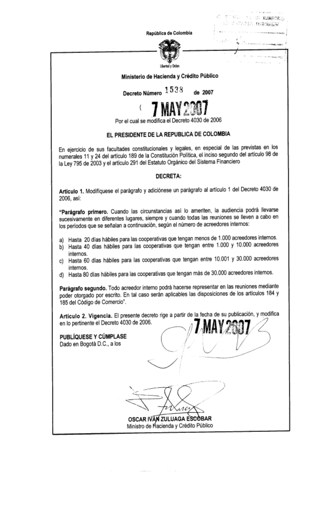 "Por el cual se modifica el Decreto 4030 de 2006."