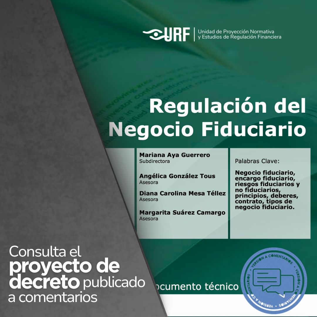 Portada documento técnico Regulación del Negocio Fiduciario